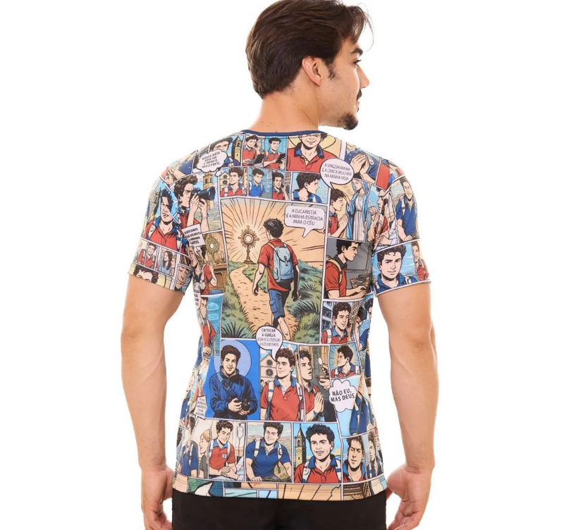 Camiseta Quadrinhos São Carlo Acutis