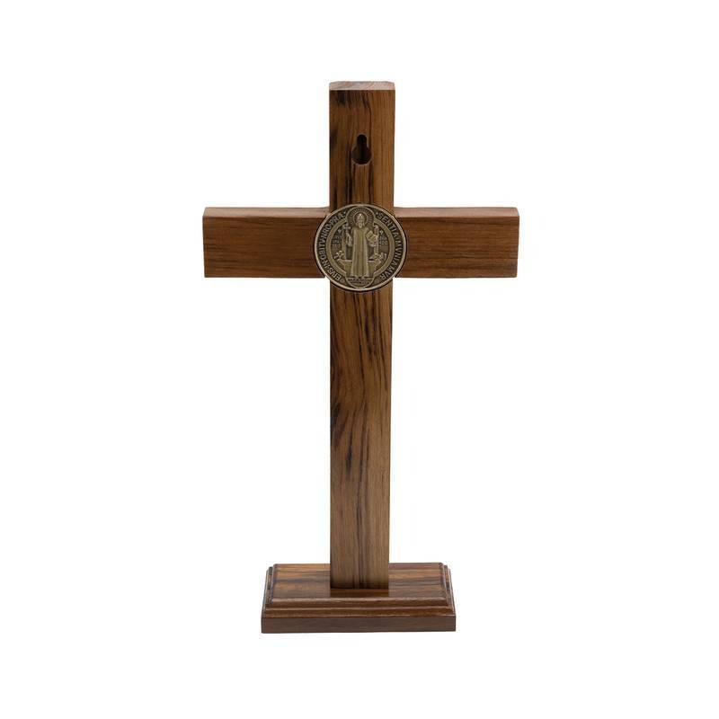 Crucifixo Madeira 26cm São Bento Acrílico Mesclado